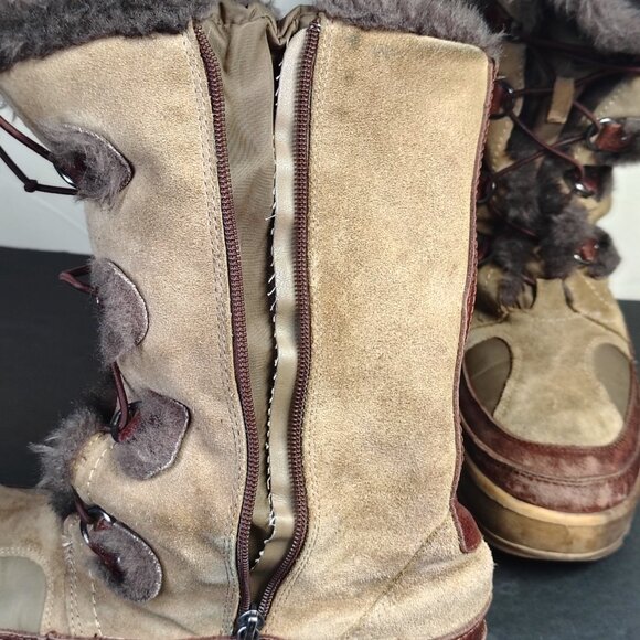 Pajar Boots Womens 11 Leather Native Lace Up Fur Canada USA Winter Sow - Picture 7 of 10